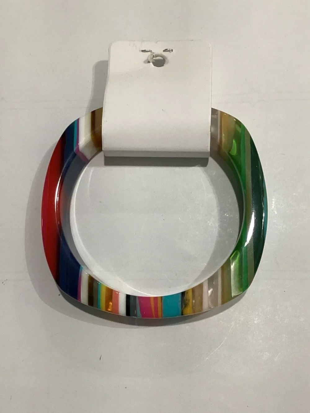 Multicolor Striped Resin Bangle Bracelet
